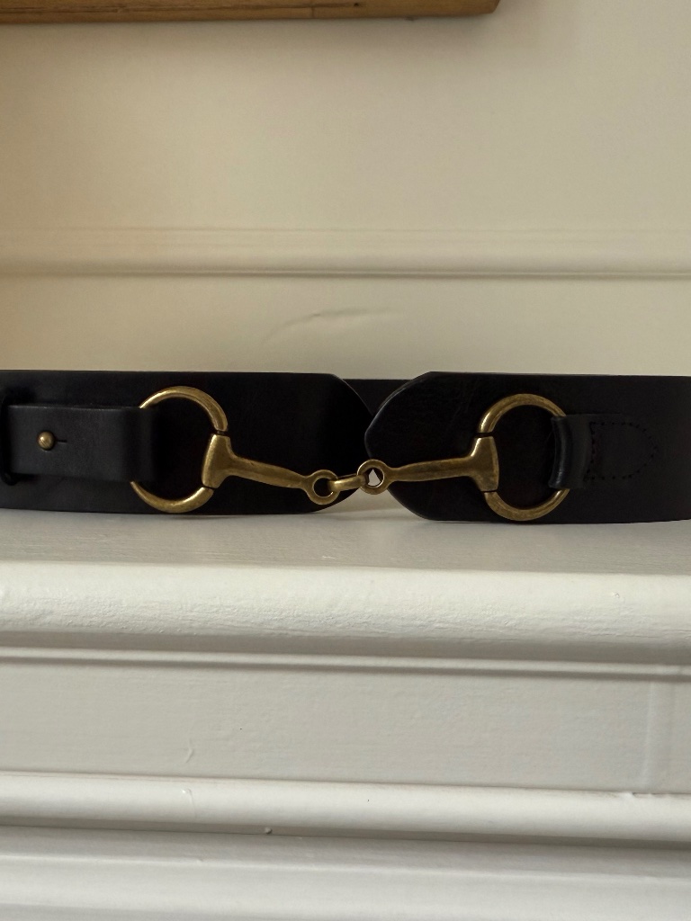 Massimo Dutti Black Leather Belt Size L